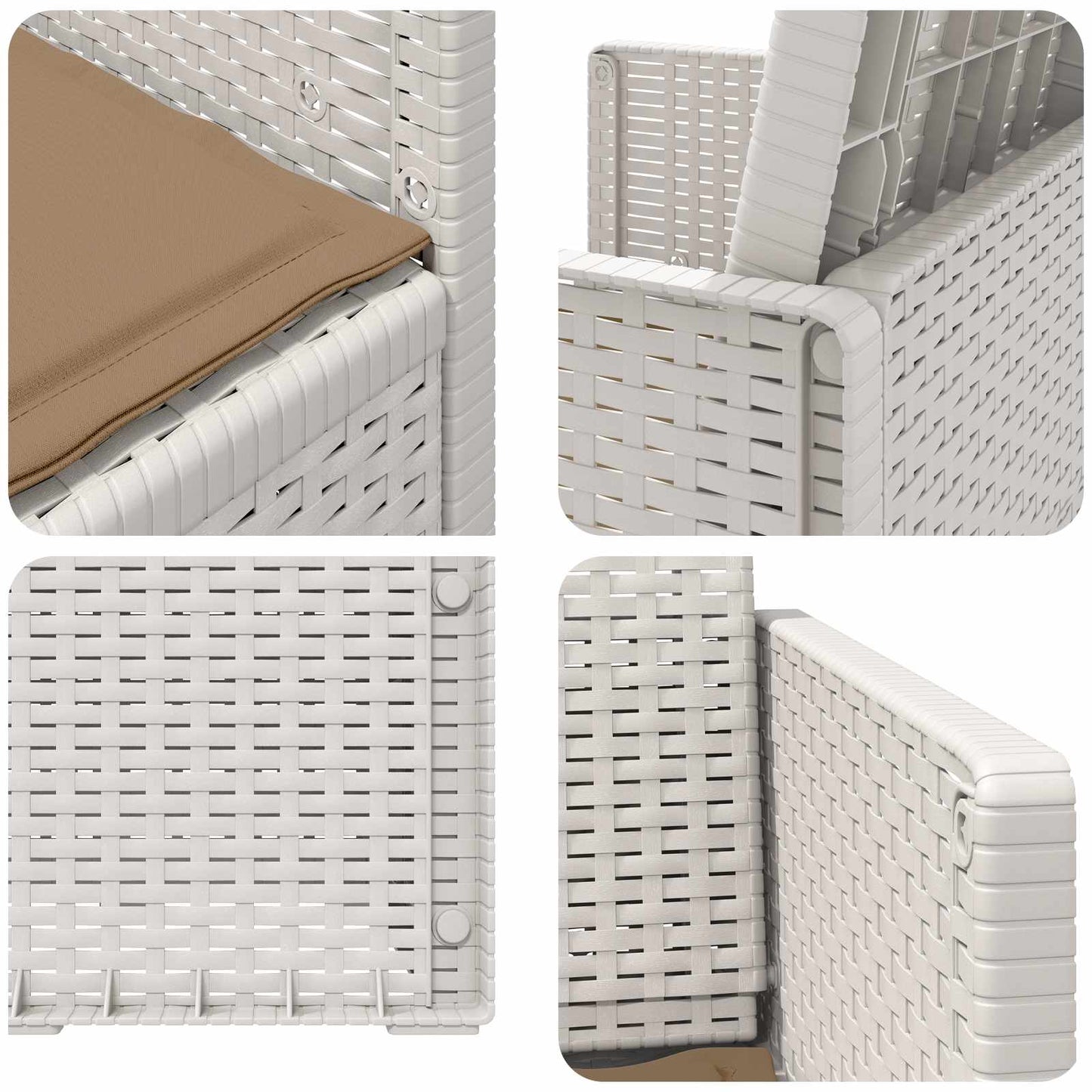 Tuin Eetstoelen 2 pcs Wit en Taupe PP