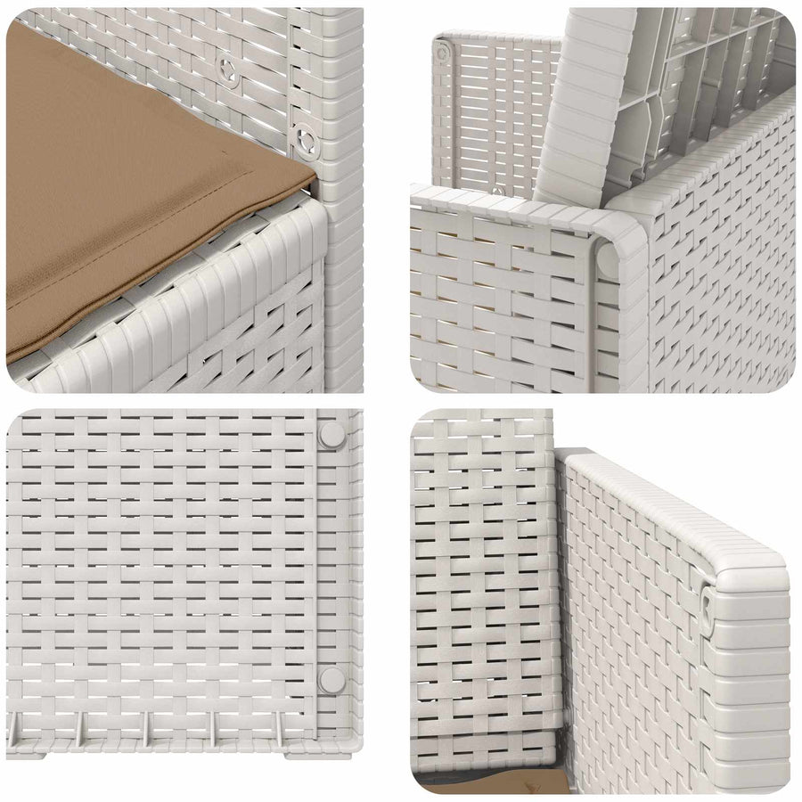 Tuin Eetstoelen 2 pcs Wit en Taupe PP