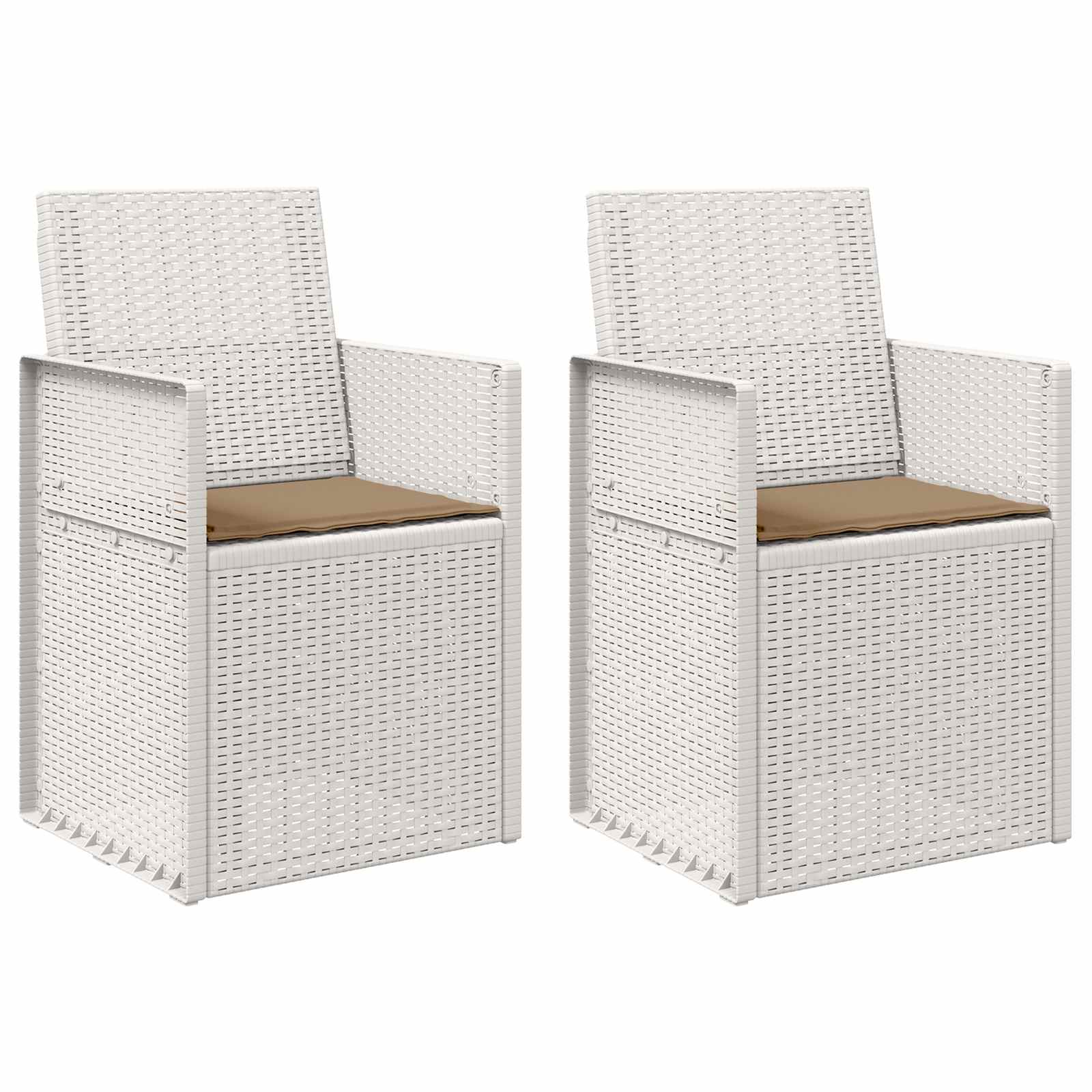 Tuin Eetstoelen 2 pcs Wit en Taupe PP