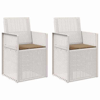 Tuin Eetstoelen 2 pcs Wit en Taupe PP