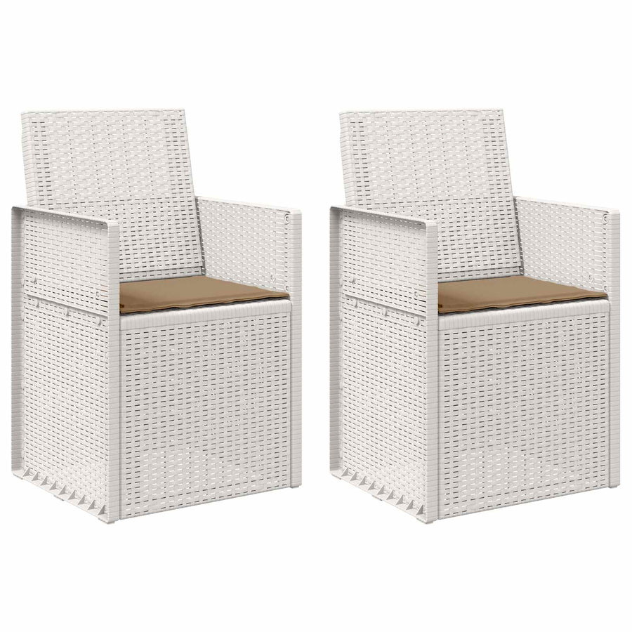 Tuin Eetstoelen 2 pcs Wit en Taupe PP