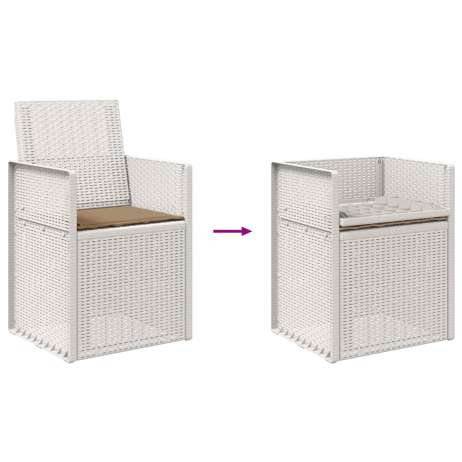 Tuin Eetstoelen 2 pcs Wit en Taupe PP