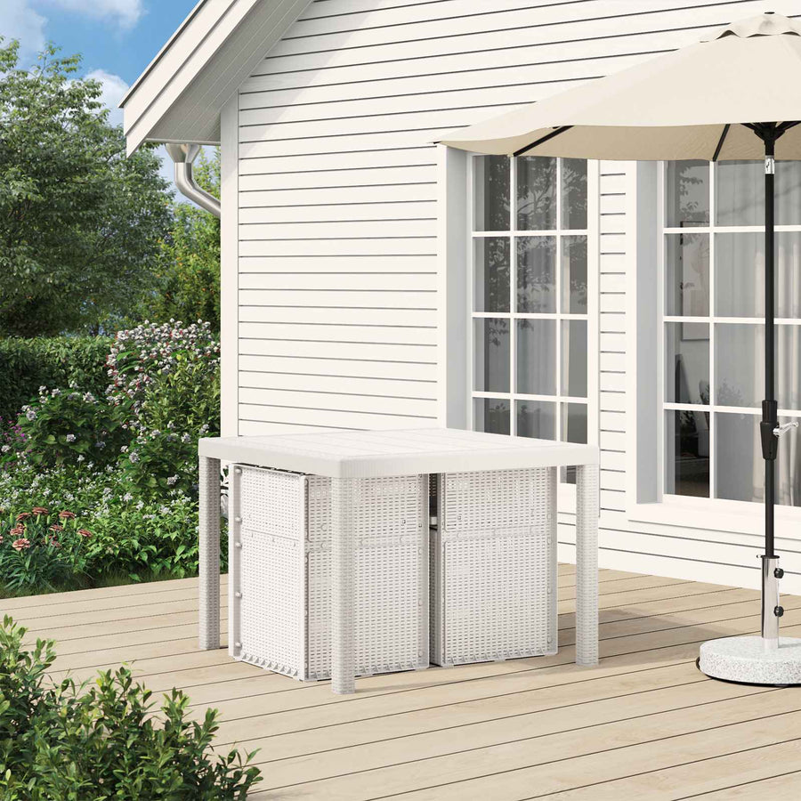 Tuin Eetstoelen 2 pcs Wit en Lichtgrijs PP