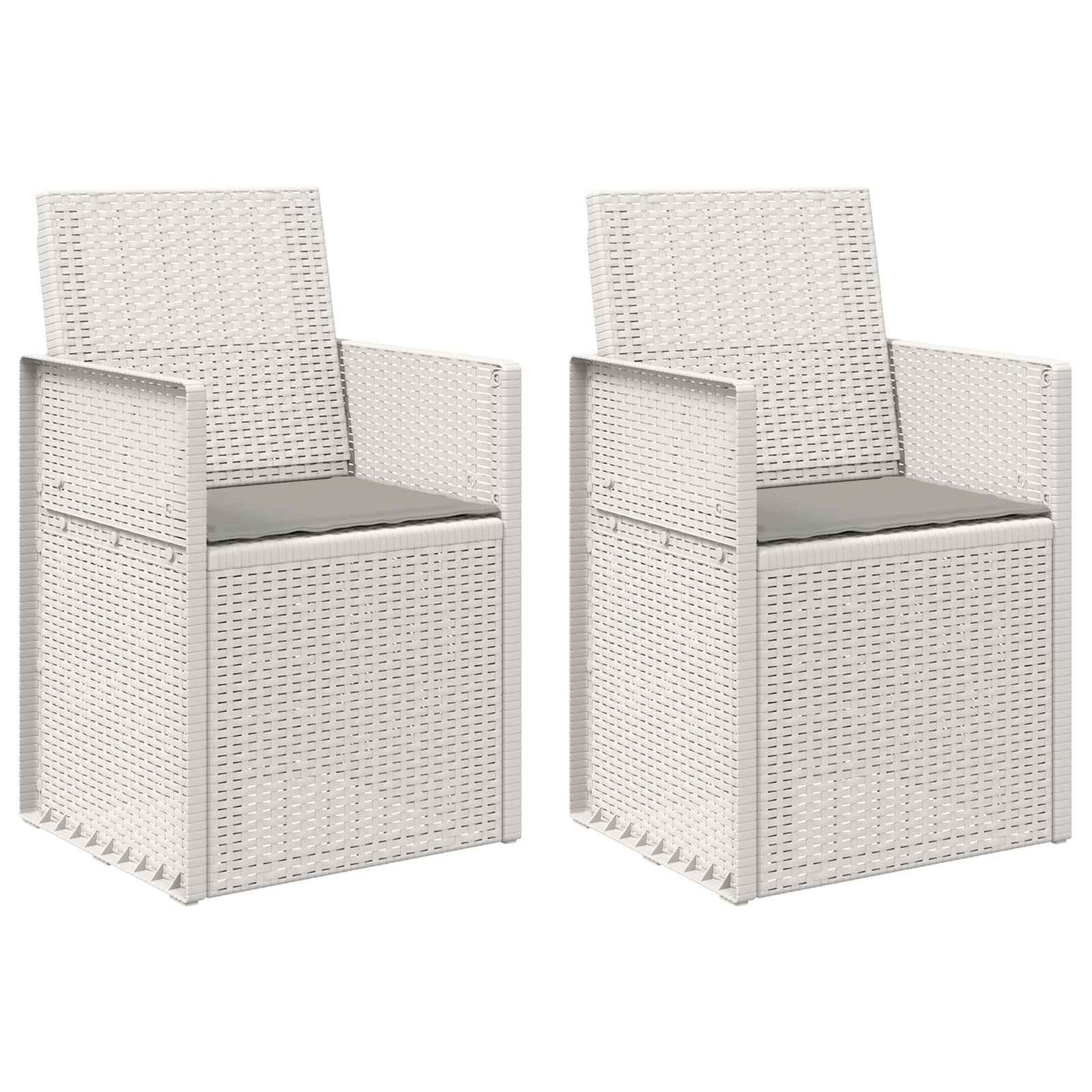 Tuin Eetstoelen 2 pcs Wit en Lichtgrijs PP