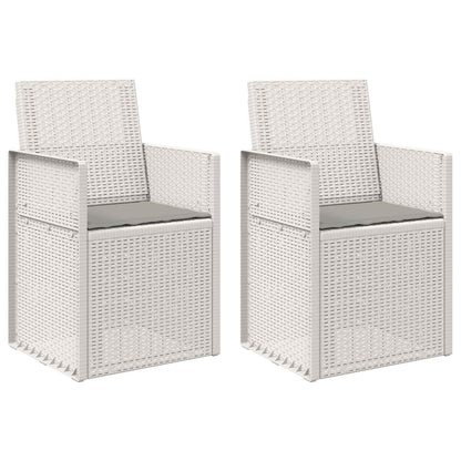 Tuin Eetstoelen 2 pcs Wit en Lichtgrijs PP