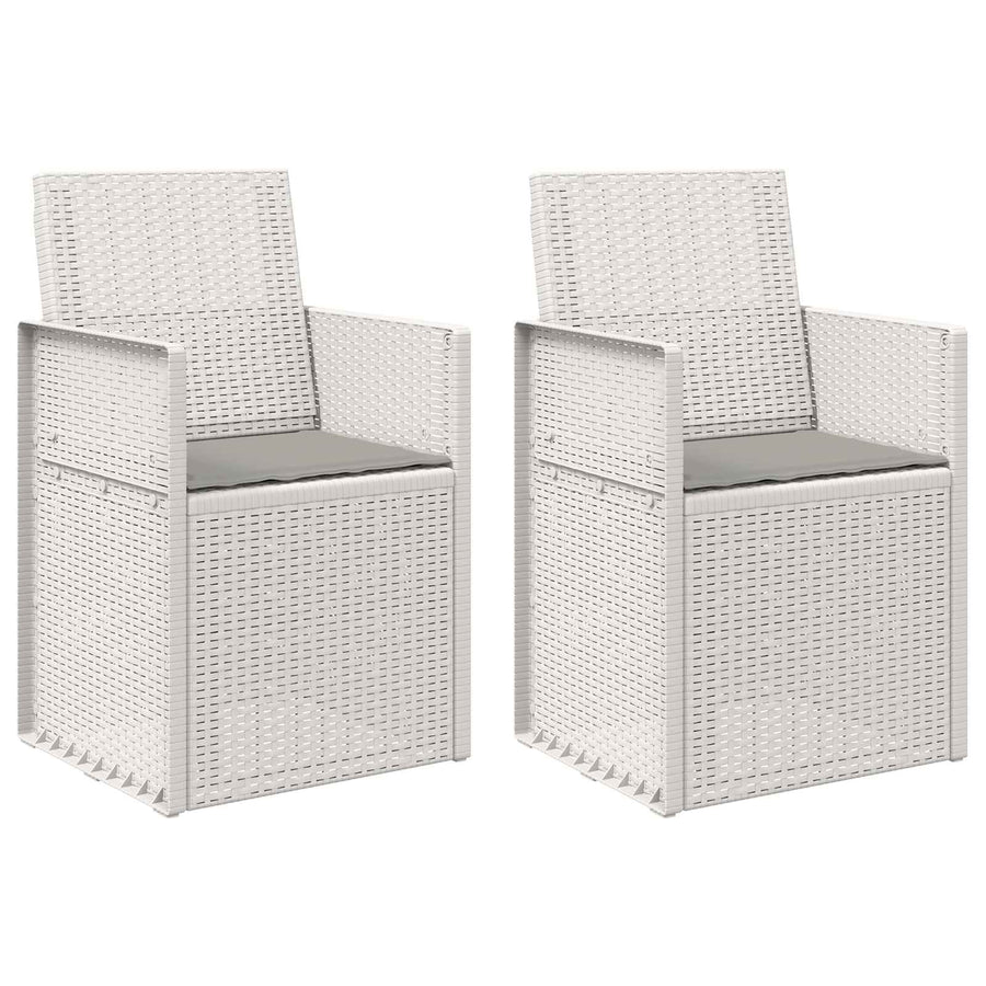 Tuin Eetstoelen 2 pcs Wit en Lichtgrijs PP