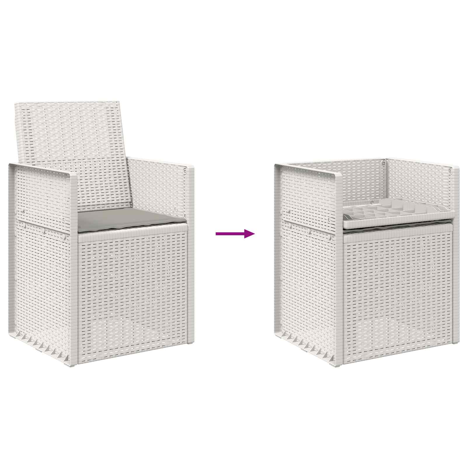 Tuin Eetstoelen 2 pcs Wit en Lichtgrijs PP