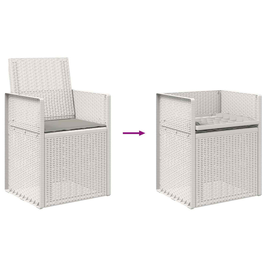 Tuin Eetstoelen 2 pcs Wit en Lichtgrijs PP