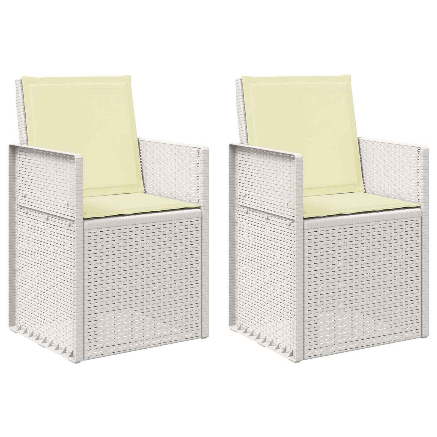 Tuin Eetstoelen 2 pcs Wit en crèmekleurig PP