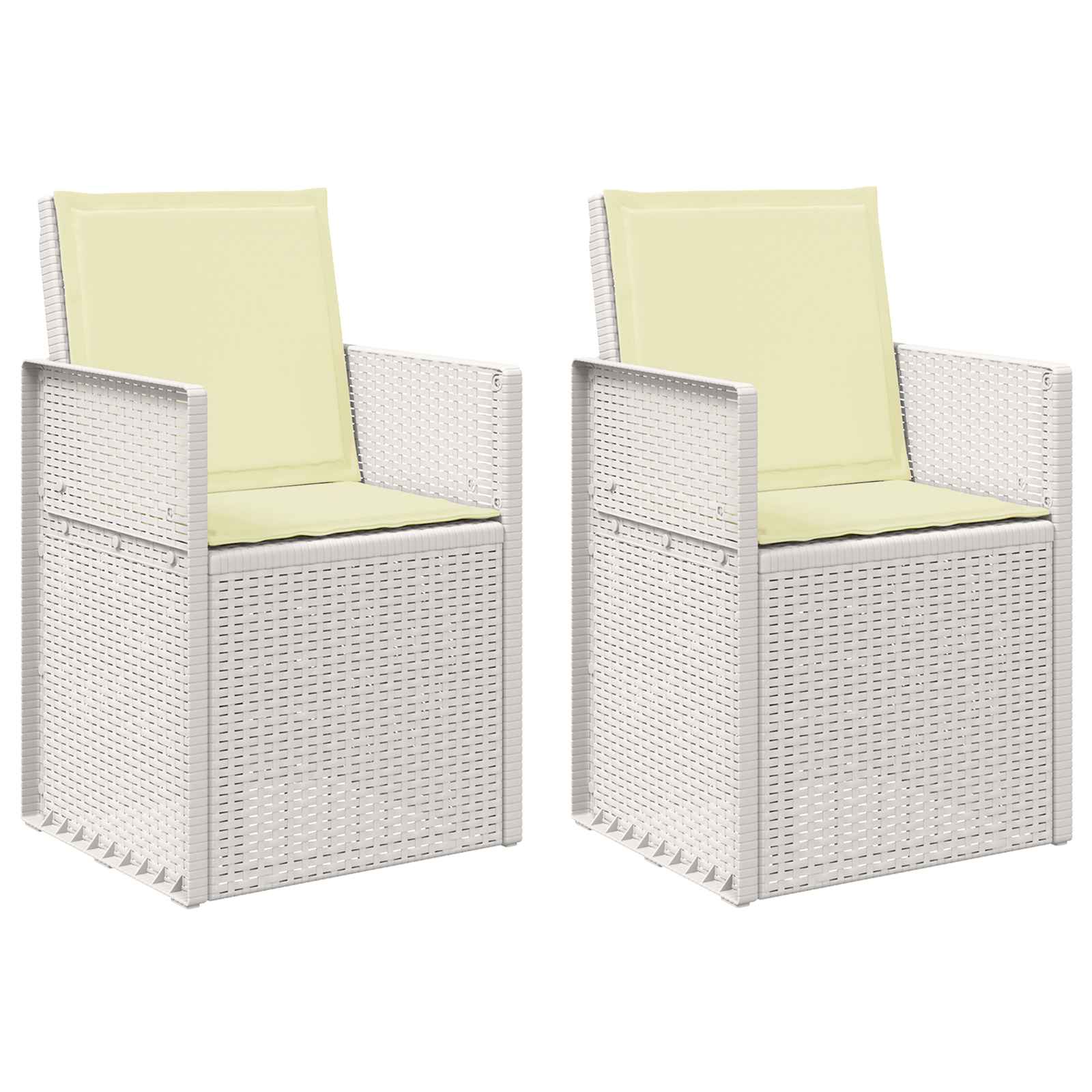 Tuin Eetstoelen 2 pcs Wit en crèmekleurig PP