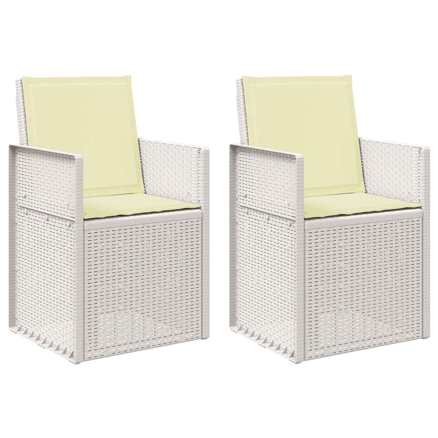 Tuin Eetstoelen 2 pcs Wit en crèmekleurig PP