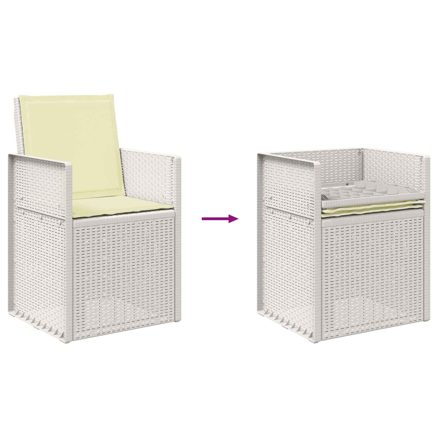 Tuin Eetstoelen 2 pcs Wit en crèmekleurig PP