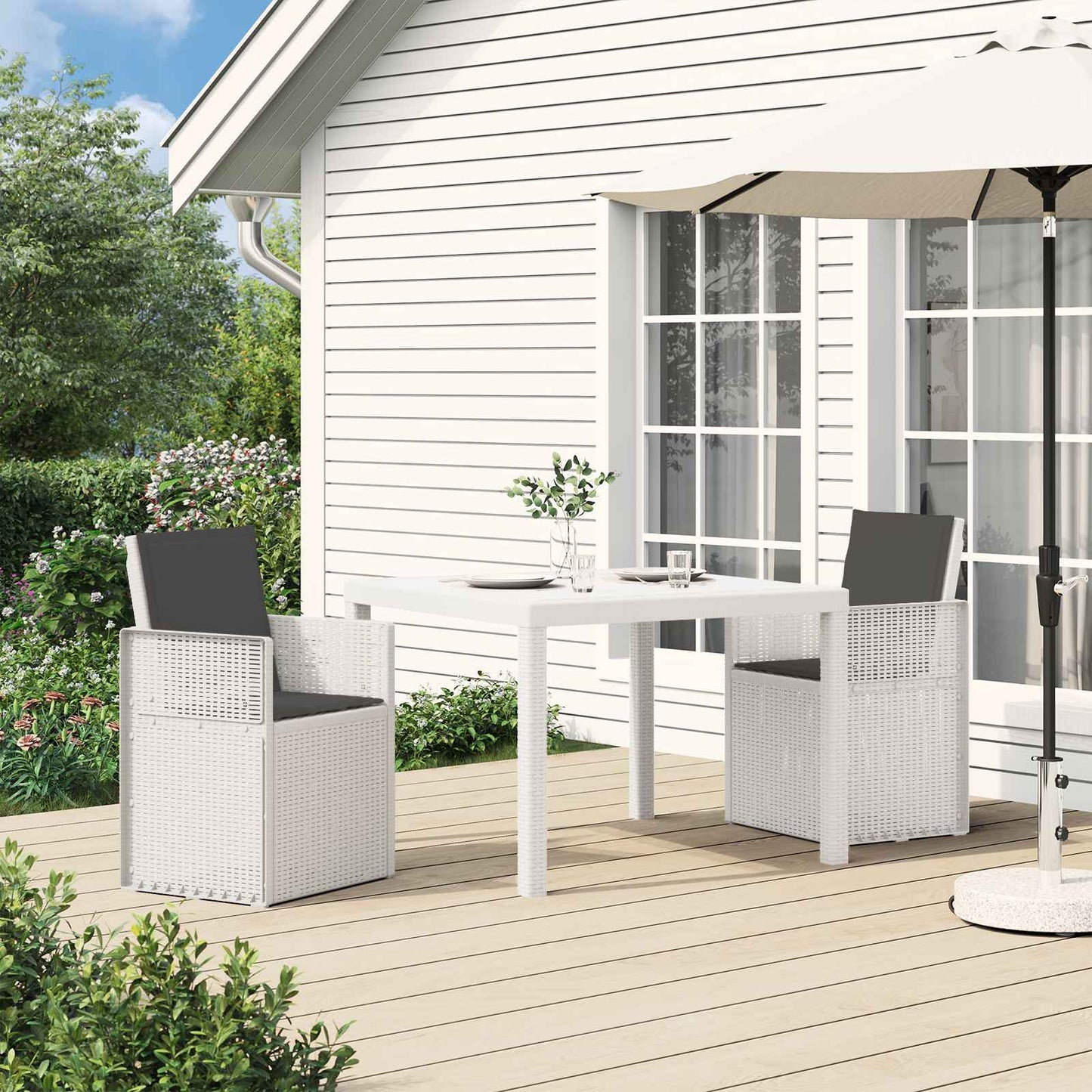 Tuin Eetstoelen 2 pcs Wit en antracietkleurig PP