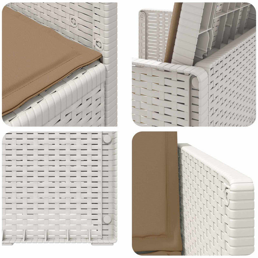 Tuin Eetstoelen 2 pcs Wit en Taupe PP