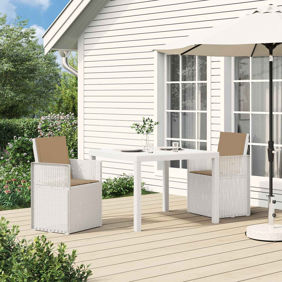 Tuin Eetstoelen 2 pcs Wit en Taupe PP