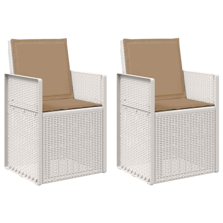 Tuin Eetstoelen 2 pcs Wit en Taupe PP