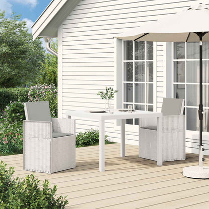 Tuin Eetstoelen 2 pcs Wit en Lichtgrijs PP
