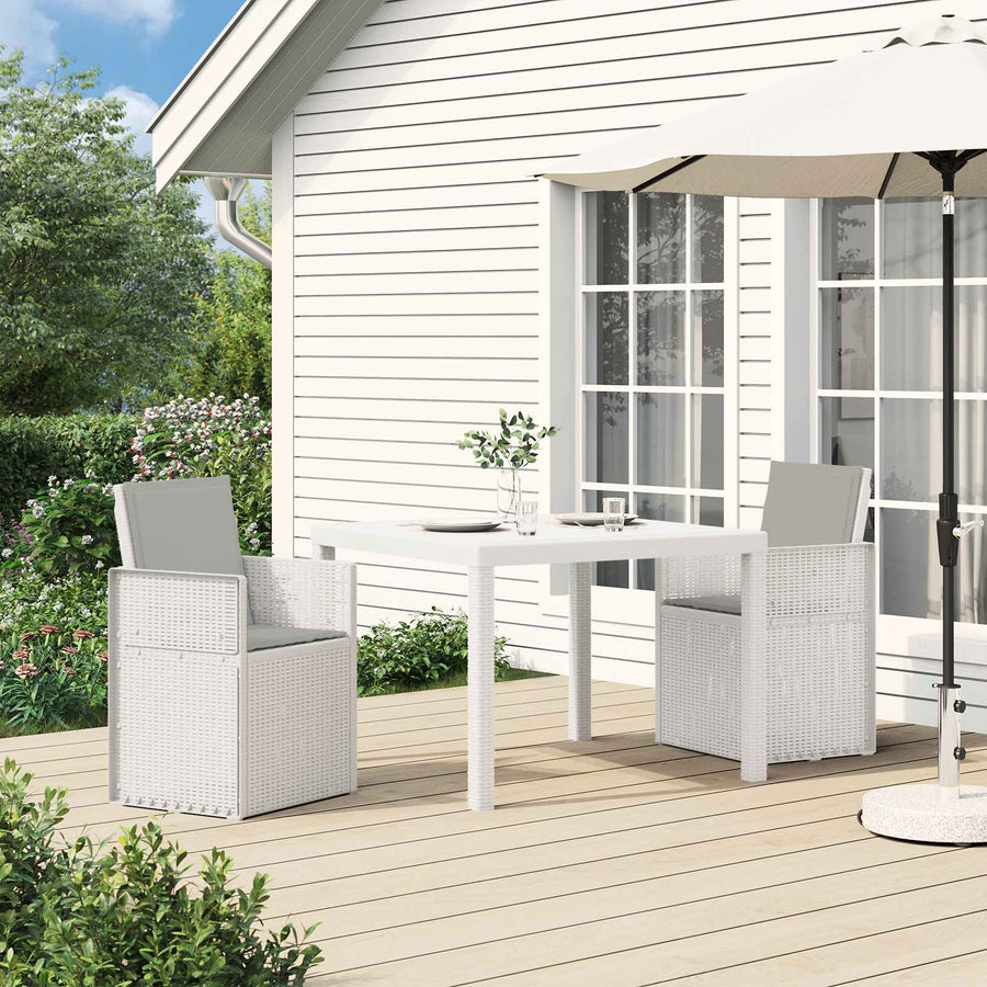 Tuin Eetstoelen 2 pcs Wit en Lichtgrijs PP