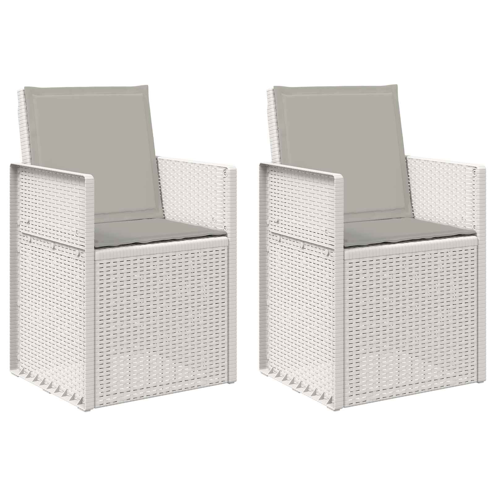 Tuin Eetstoelen 2 pcs Wit en Lichtgrijs PP