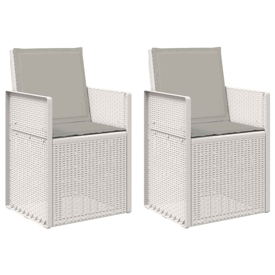 Tuin Eetstoelen 2 pcs Wit en Lichtgrijs PP