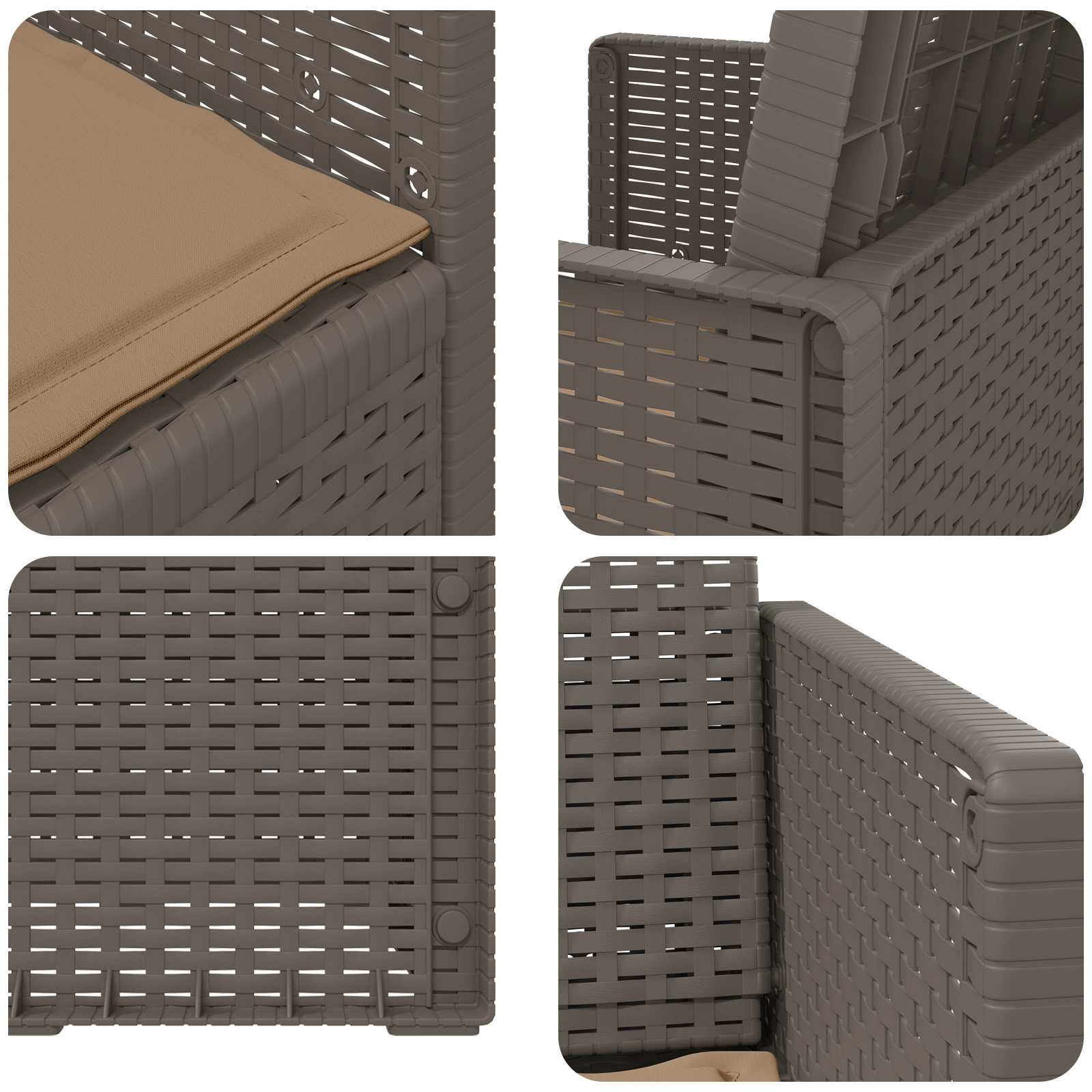 Tuin Eetstoelen 2 pcs Lichtgrijs en Taupe PP