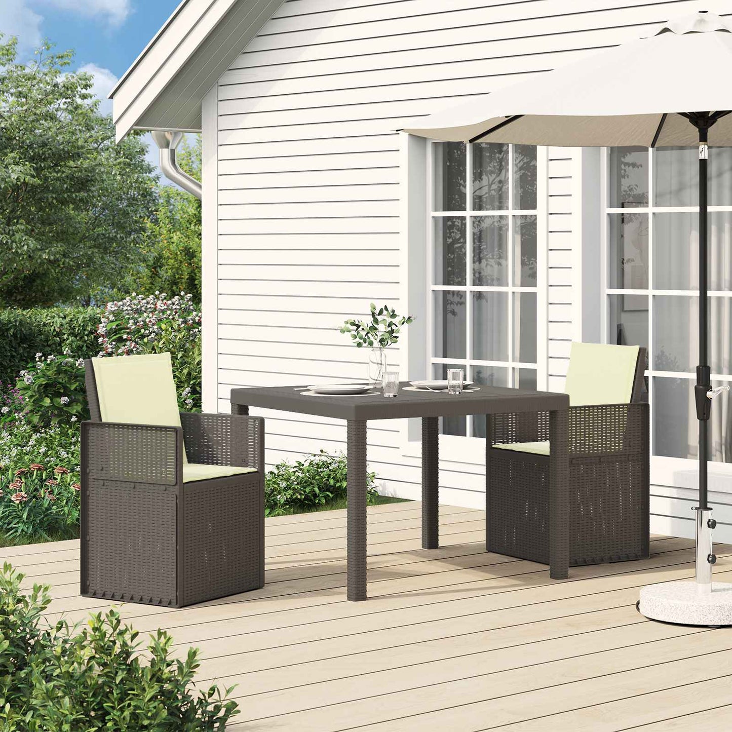 Tuin Eetstoelen 2 pcs Lichtgrijs en Crème PP