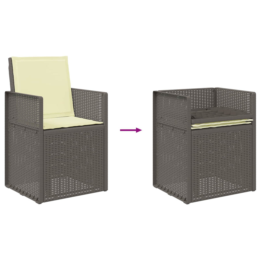 Tuin Eetstoelen 2 pcs Lichtgrijs en Crème PP