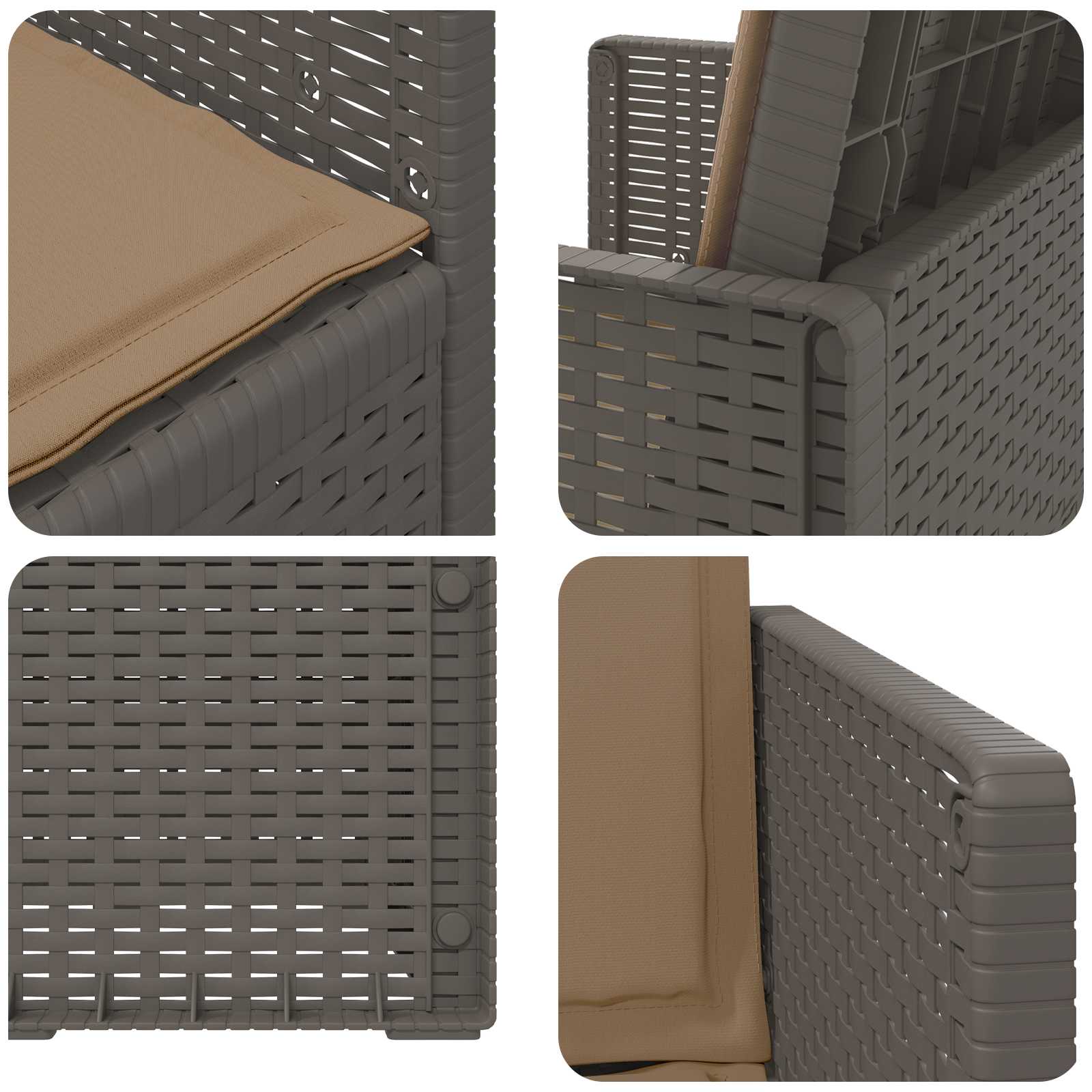 Tuin Eetstoelen 2 pcs Lichtgrijs en Taupe PP