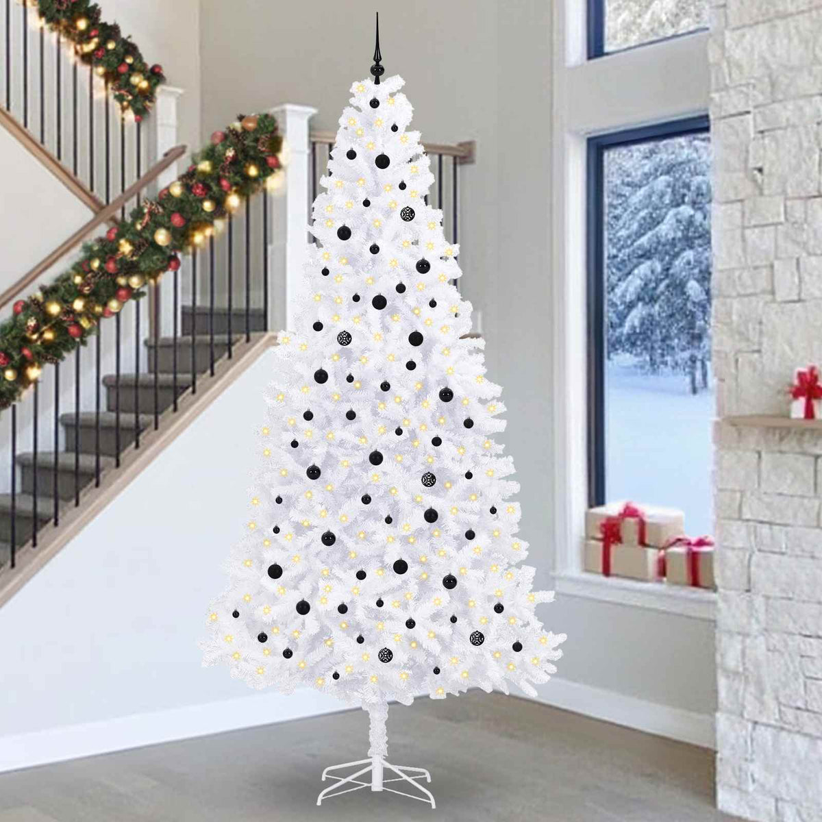 Kunstkerstboom met 300 LED Wit 300 cm PVC en staal