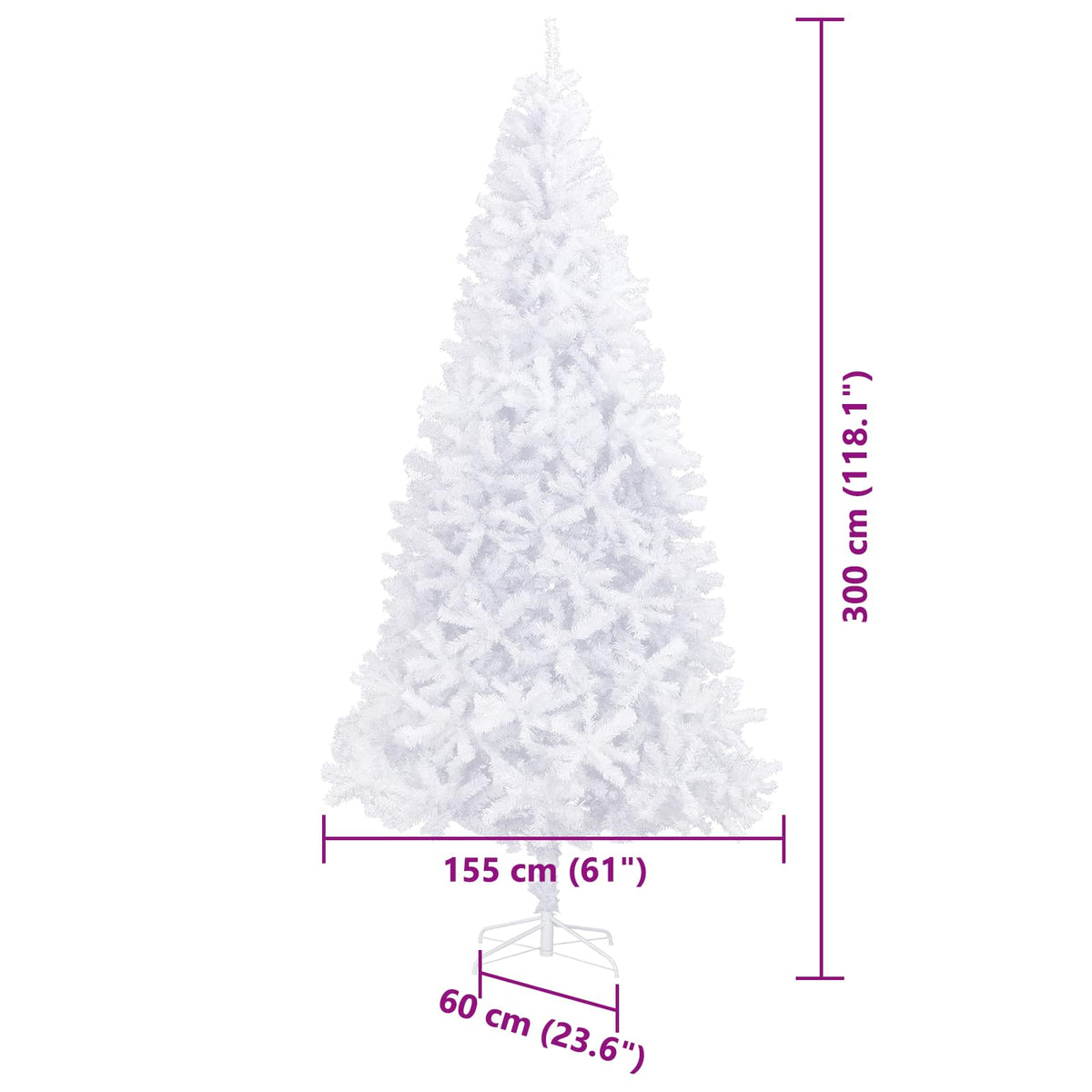 Kunstkerstboom met 300 LED Wit 300 cm PVC en staal
