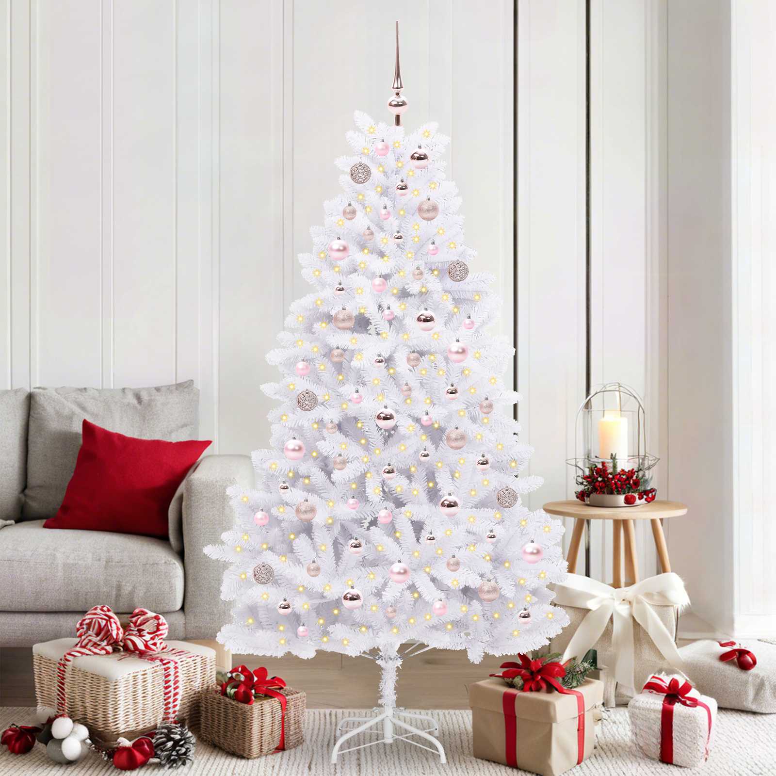 Kunstmatige Inklapbare Kerstboom Wit 180 cm PVC en staal