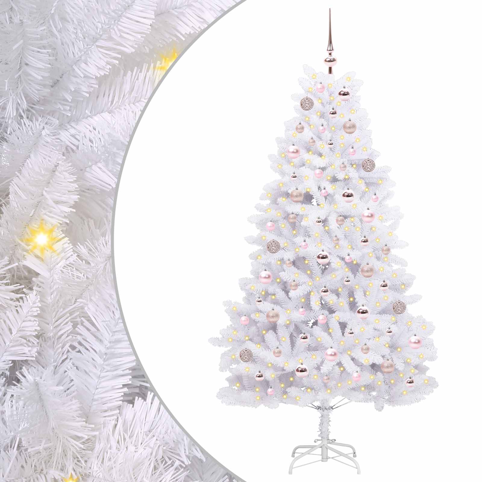 Kunstmatige Inklapbare Kerstboom Wit 180 cm PVC en staal