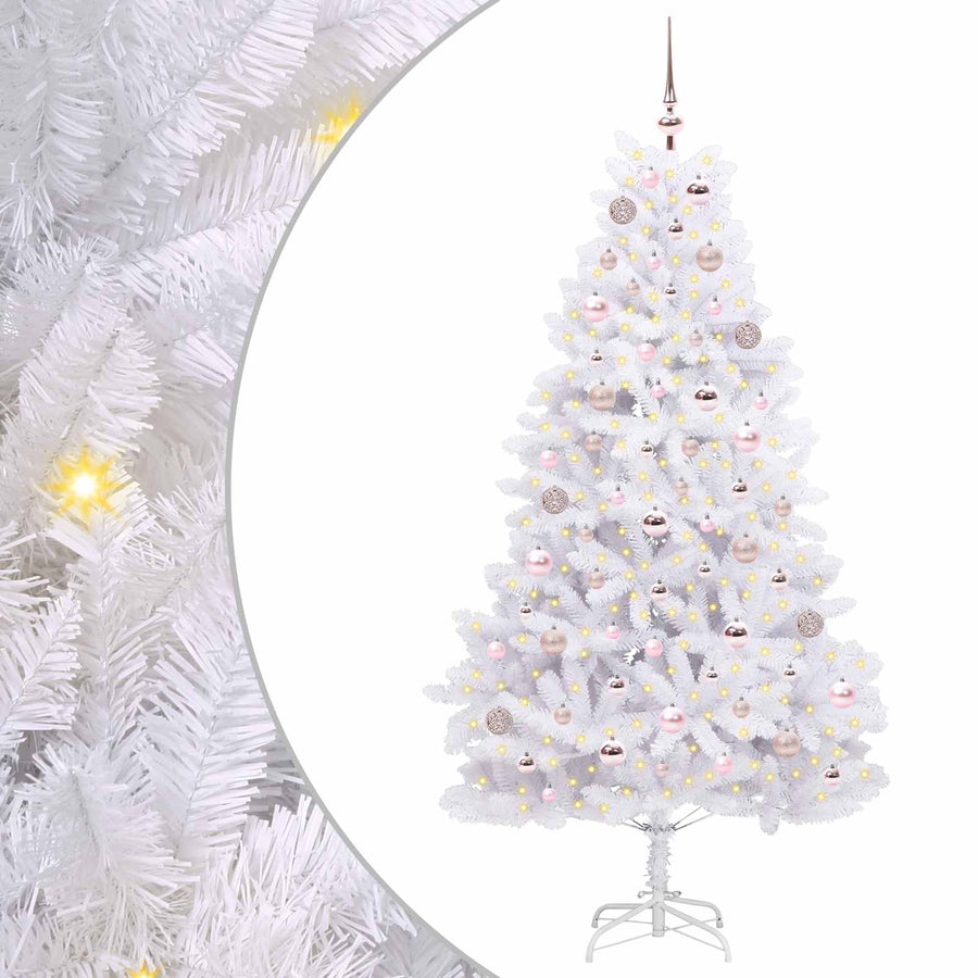 Kunstmatige Inklapbare Kerstboom Wit 180 cm PVC en staal
