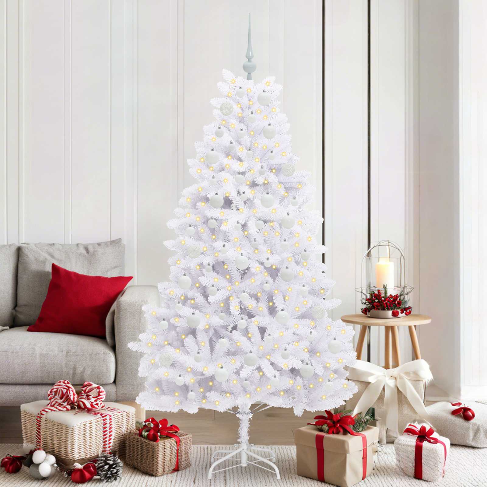 Kunstmatige Inklapbare Kerstboom Wit 180 cm PVC en staal