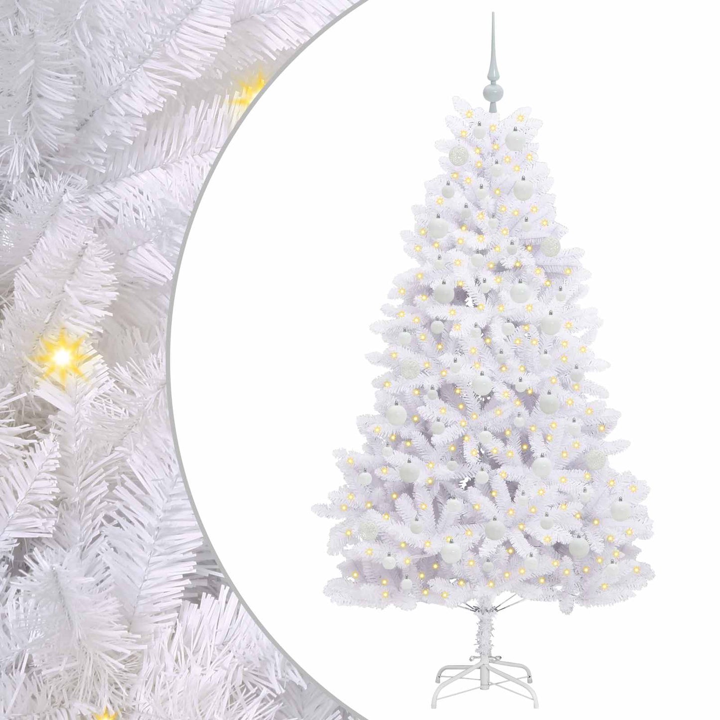 Kunstmatige Inklapbare Kerstboom Wit 180 cm PVC en staal