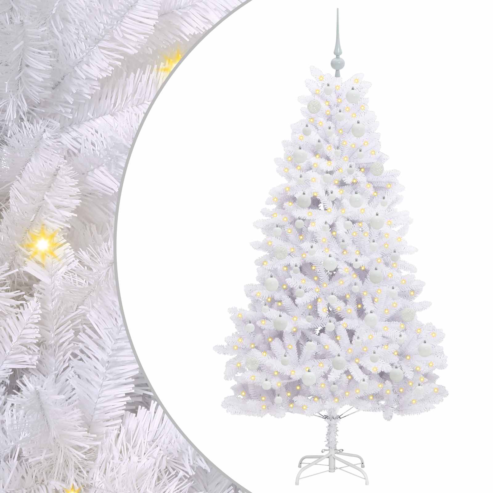 Kunstmatige Inklapbare Kerstboom Wit 180 cm PVC en staal
