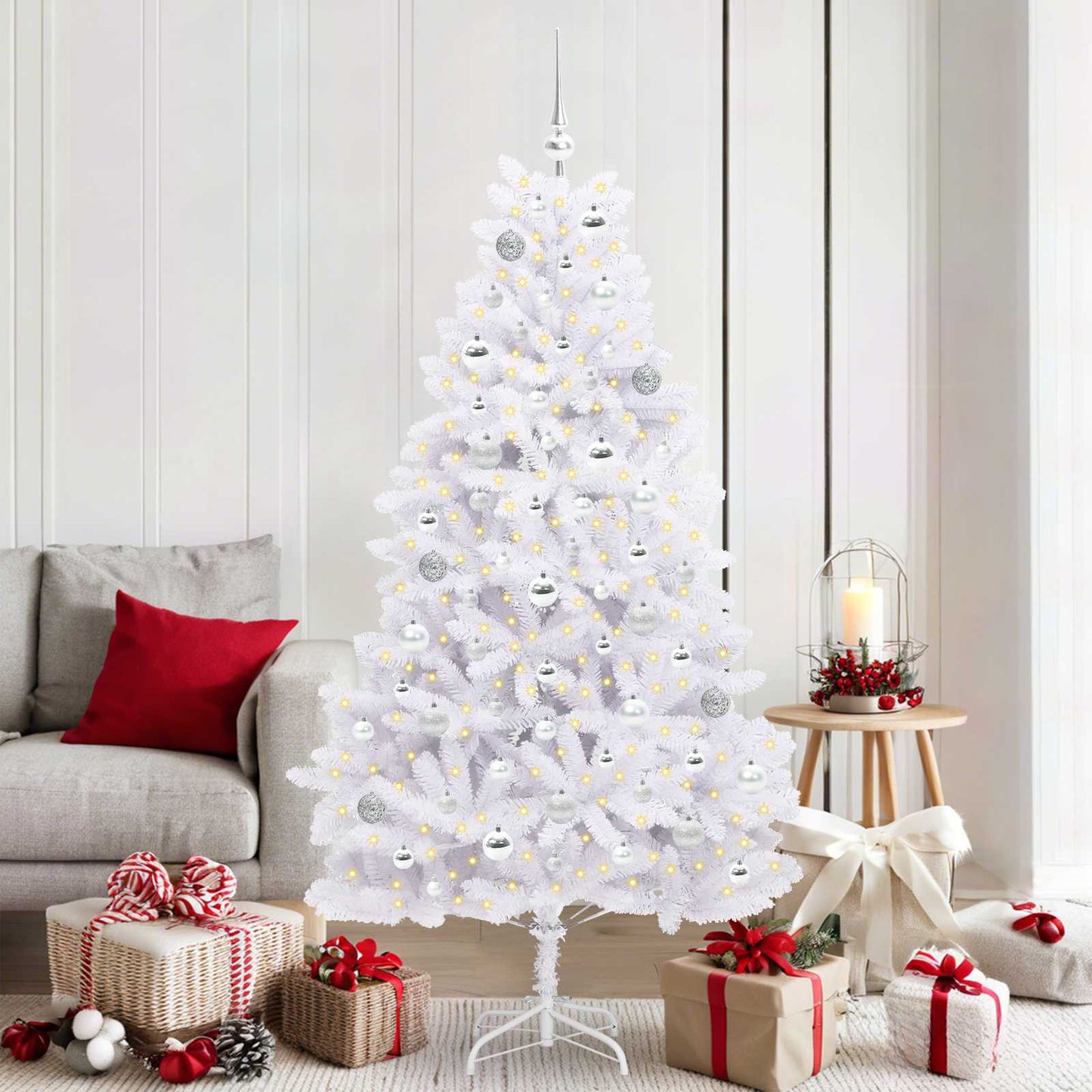 Kunstmatige Inklapbare Kerstboom Wit 180 cm PVC en staal