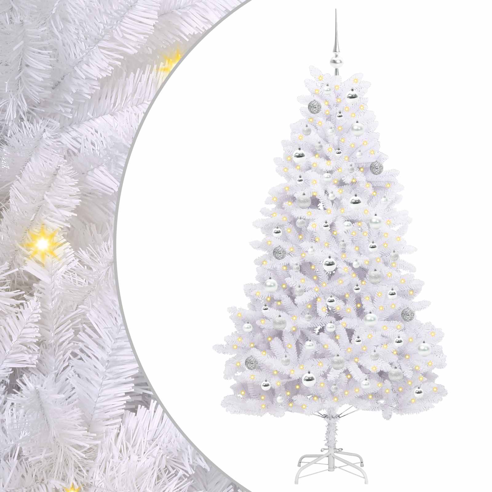 Kunstmatige Inklapbare Kerstboom Wit 180 cm PVC en staal