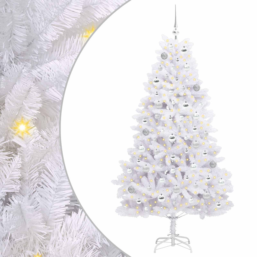 Kunstmatige Inklapbare Kerstboom Wit 180 cm PVC en staal