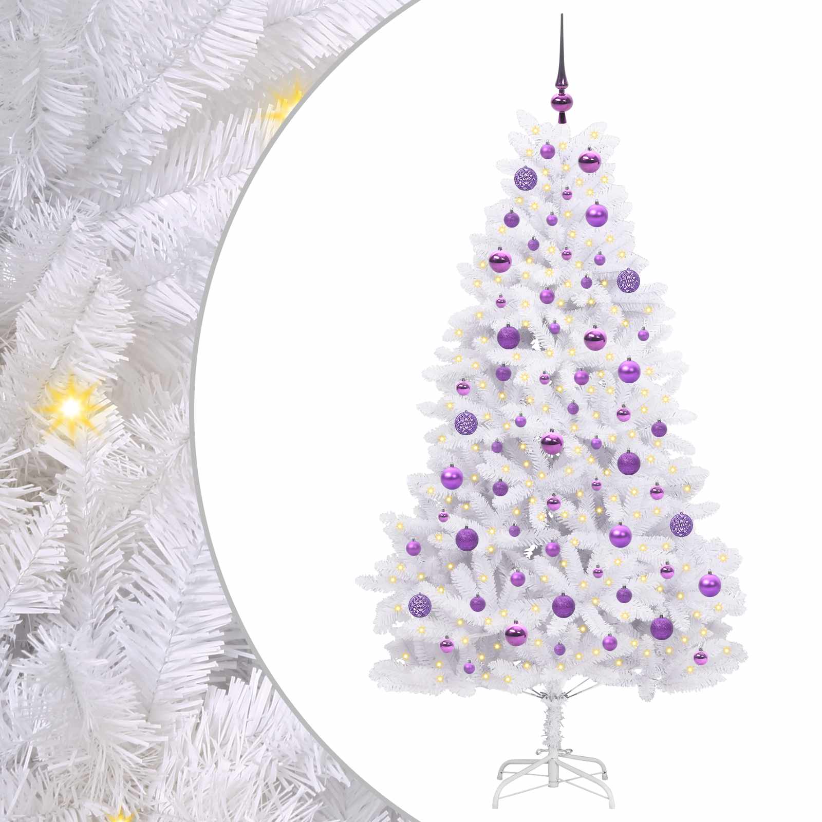 Kunstmatige Inklapbare Kerstboom Wit 180 cm PVC en staal