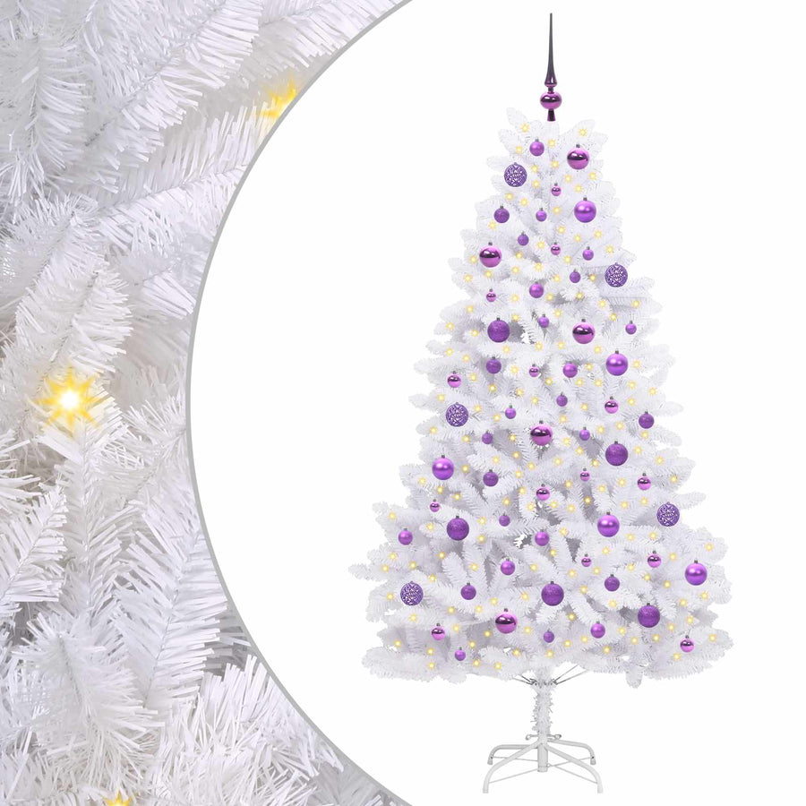 Kunstmatige Inklapbare Kerstboom Wit 180 cm PVC en staal