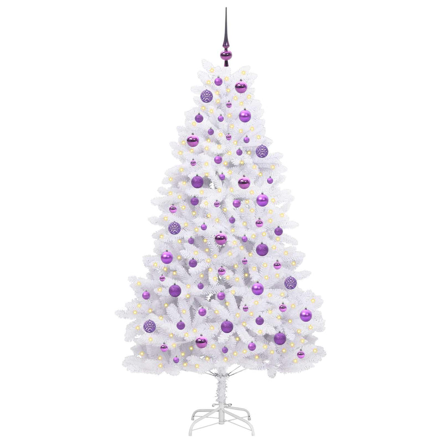 Kunstmatige Inklapbare Kerstboom Wit 180 cm PVC en staal