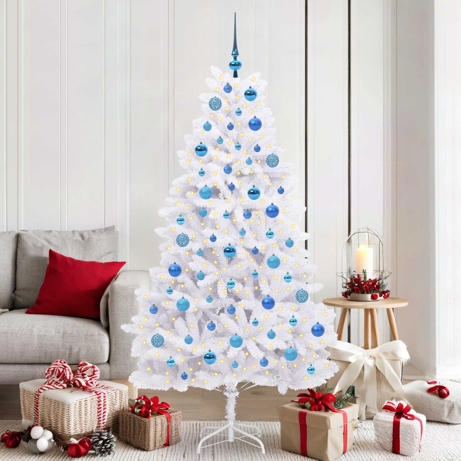Kunstmatige Inklapbare Kerstboom Wit 180 cm PVC en staal