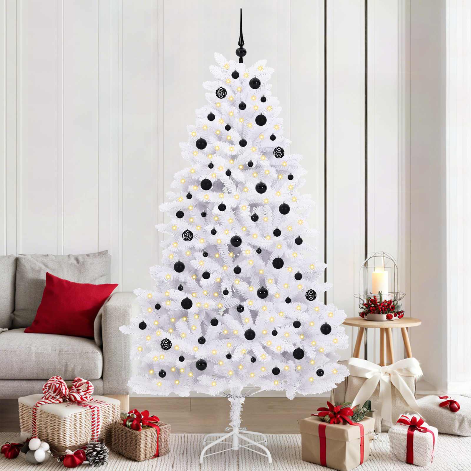 Kunstmatige Inklapbare Kerstboom Wit Pvc En Staal 210 cm