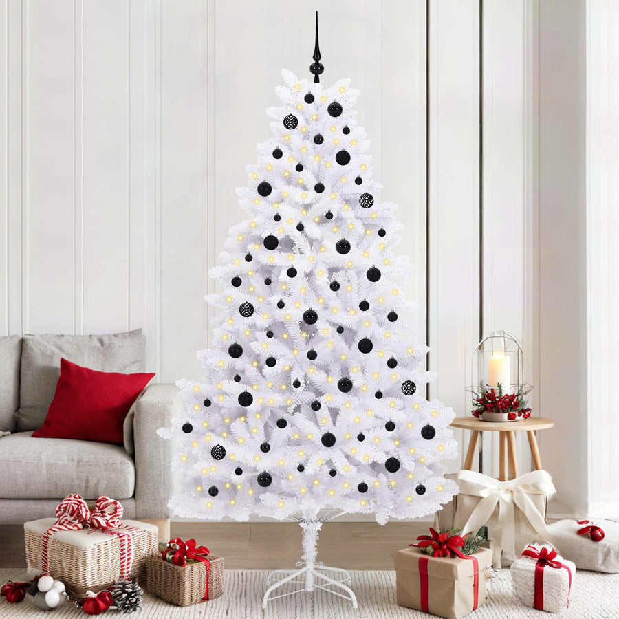 Kunstmatige Inklapbare Kerstboom Wit Pvc En Staal 210 cm