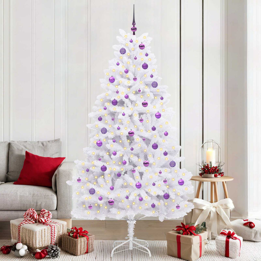 Kunstmatige Inklapbare Kerstboom Wit Pvc En Staal 210 cm