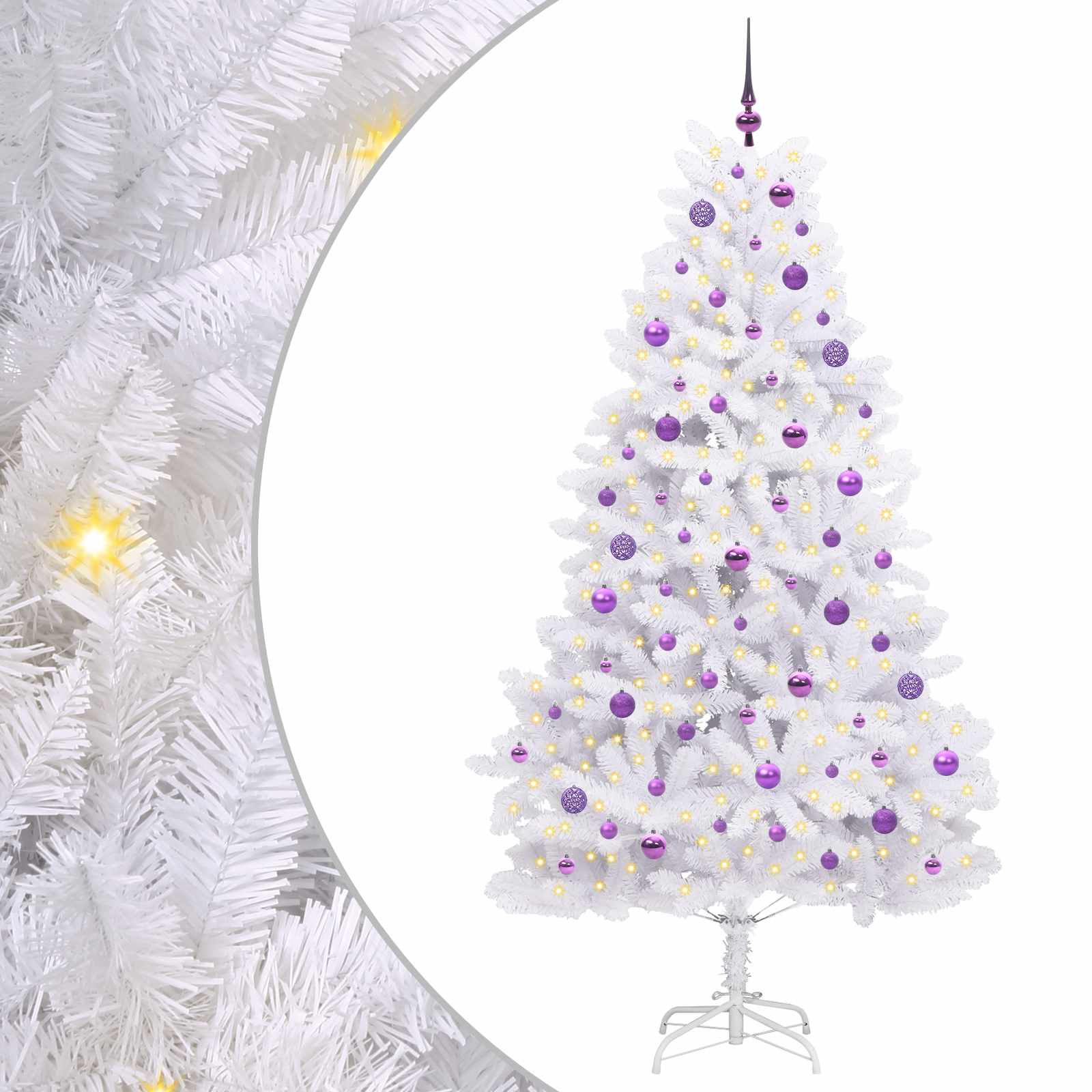 Kunstmatige Inklapbare Kerstboom Wit Pvc En Staal 210 cm