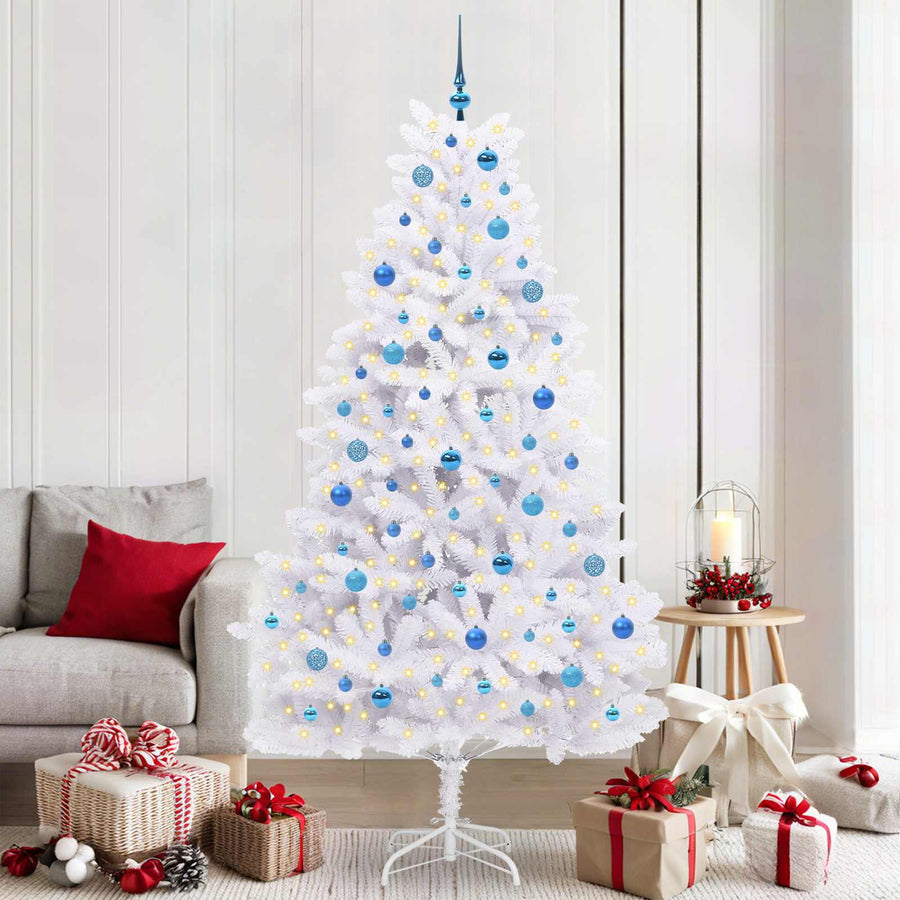 Kunstmatige Inklapbare Kerstboom Wit Pvc En Staal 210 cm