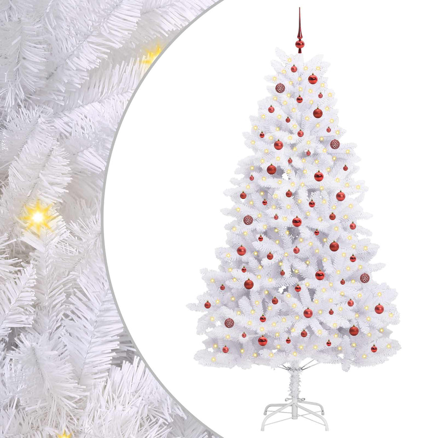 Kunstmatige Inklapbare Kerstboom Wit 240 cm PVC en staal