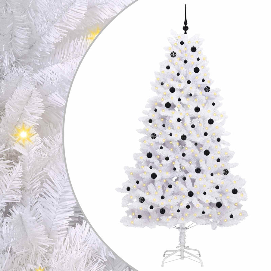 Kunstmatige Inklapbare Kerstboom Wit 240 cm PVC en staal
